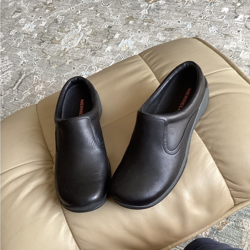 Merrell black slip on shoes size 8